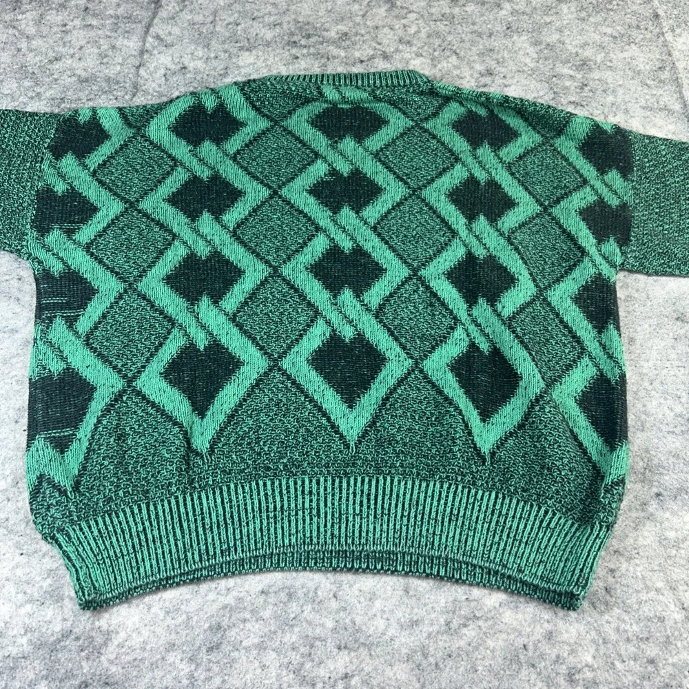 Vintage Bonwit Teller Men's XL Knit Sweater Green Long Sleeve‎ Crewneck Grandpa